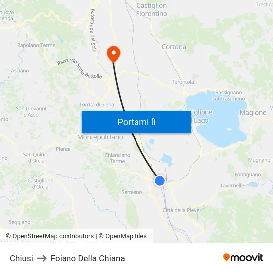 Chiusi to Foiano Della Chiana map