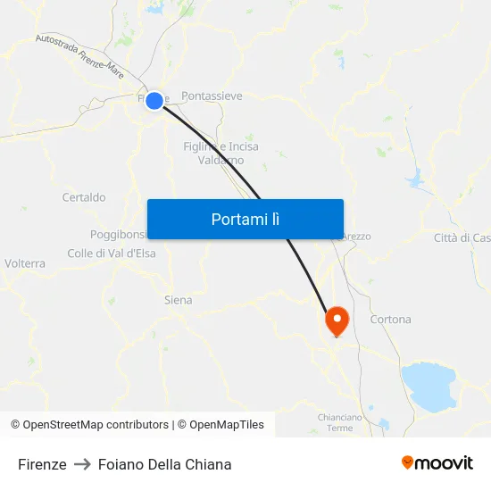 Firenze to Foiano Della Chiana map
