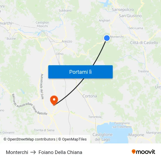 Monterchi to Foiano Della Chiana map