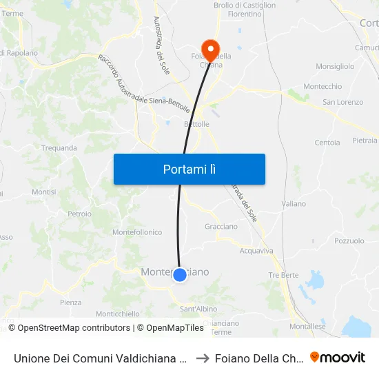 Unione Dei Comuni Valdichiana Senese to Foiano Della Chiana map