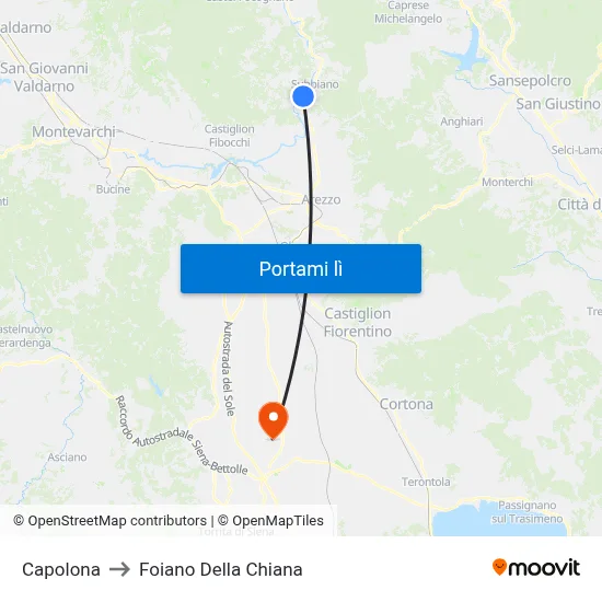 Capolona to Foiano Della Chiana map