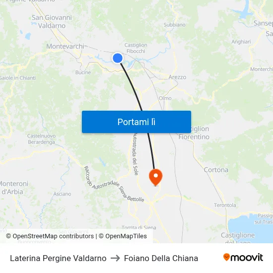 Laterina Pergine Valdarno to Foiano Della Chiana map