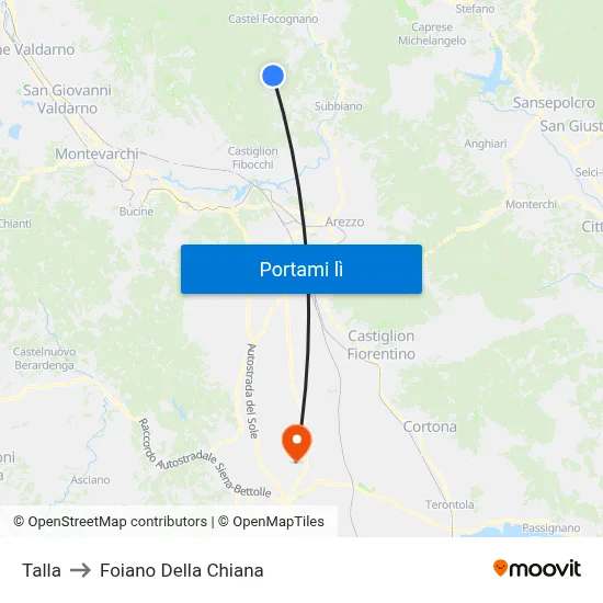 Talla to Foiano Della Chiana map
