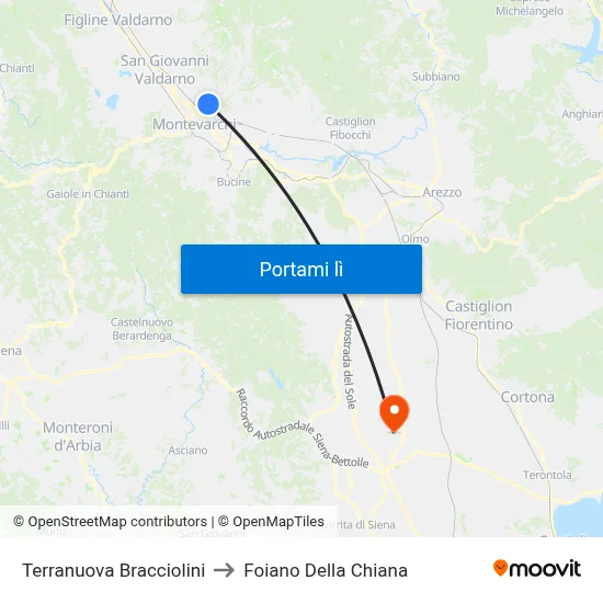 Terranuova Bracciolini to Foiano Della Chiana map