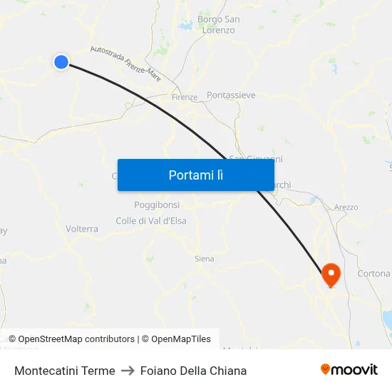 Montecatini Terme to Foiano Della Chiana map
