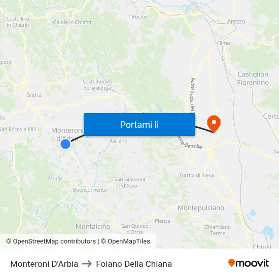 Monteroni D'Arbia to Foiano Della Chiana map