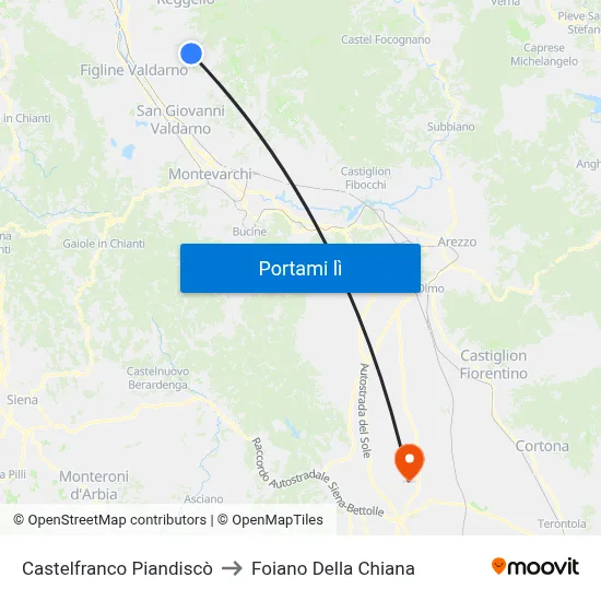 Castelfranco Piandiscò to Foiano Della Chiana map
