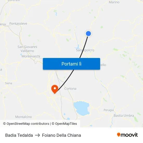Badia Tedalda to Foiano Della Chiana map