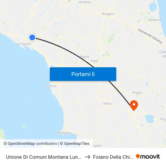 Unione Di Comuni Montana Lunigiana to Foiano Della Chiana map