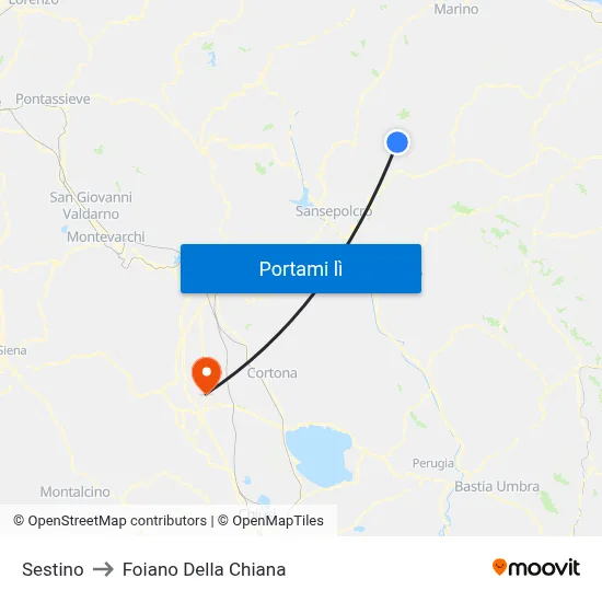 Sestino to Foiano Della Chiana map