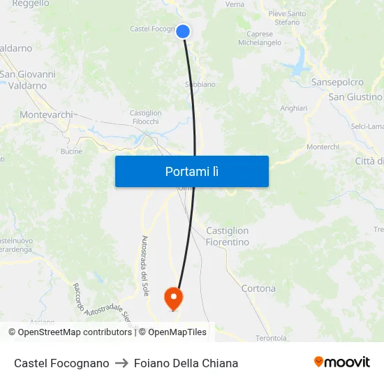 Castel Focognano to Foiano Della Chiana map