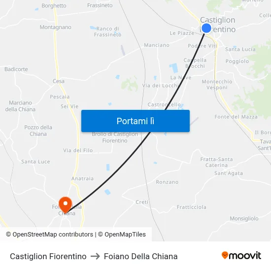 Castiglion Fiorentino to Foiano Della Chiana map