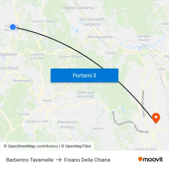 Barberino Tavarnelle to Foiano Della Chiana map