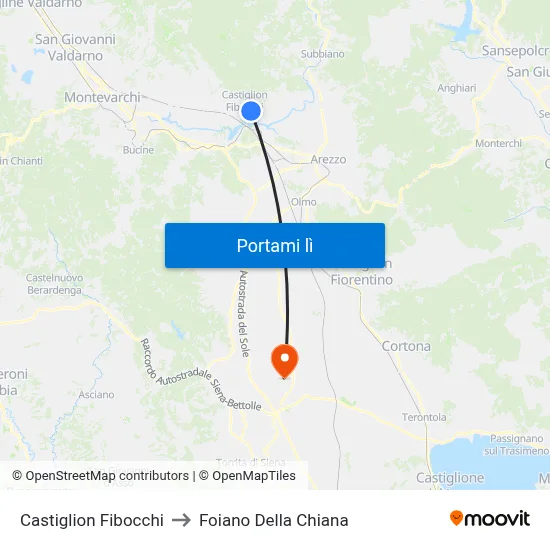 Castiglion Fibocchi to Foiano Della Chiana map