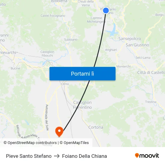 Pieve Santo Stefano to Foiano Della Chiana map