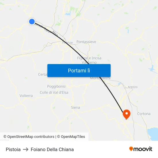 Pistoia to Foiano Della Chiana map