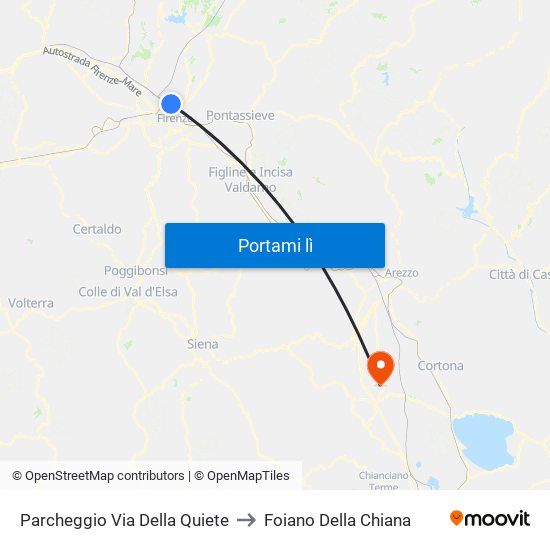 Parcheggio Via Della Quiete to Foiano Della Chiana map