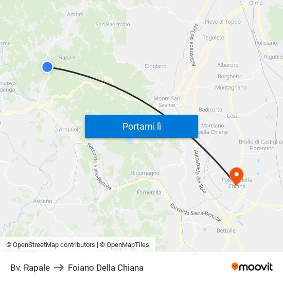 Bv. Rapale to Foiano Della Chiana map