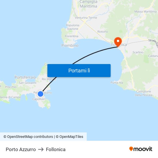 Porto Azzurro to Follonica map