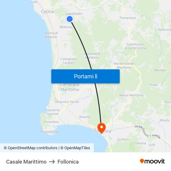 Casale Marittimo to Follonica map
