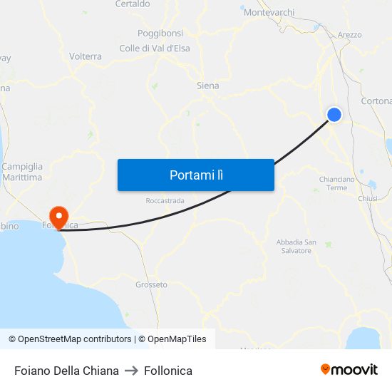 Foiano Della Chiana to Follonica map