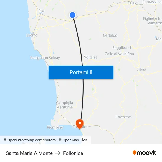 Santa Maria A Monte to Follonica map