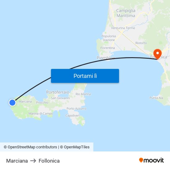 Marciana to Follonica map