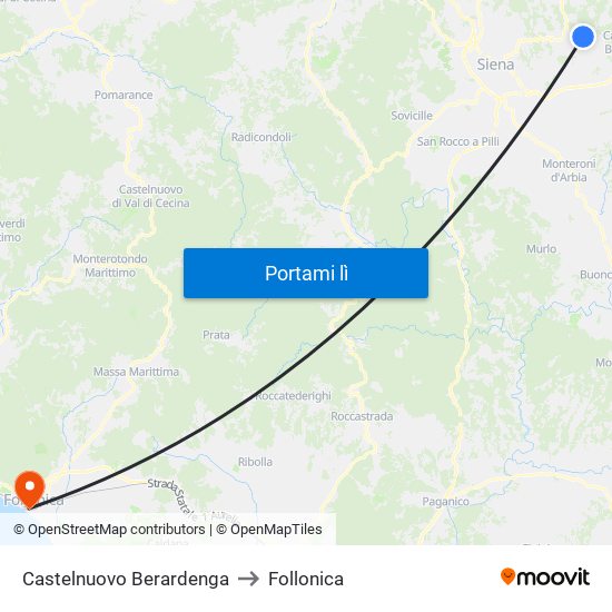 Castelnuovo Berardenga to Follonica map