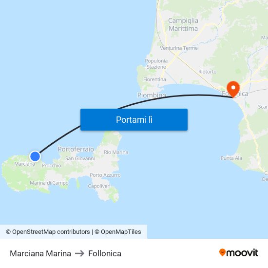 Marciana Marina to Follonica map