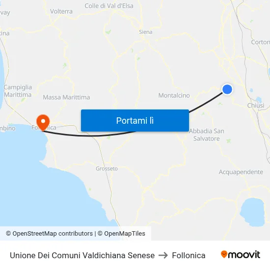 Unione Dei Comuni Valdichiana Senese to Follonica map