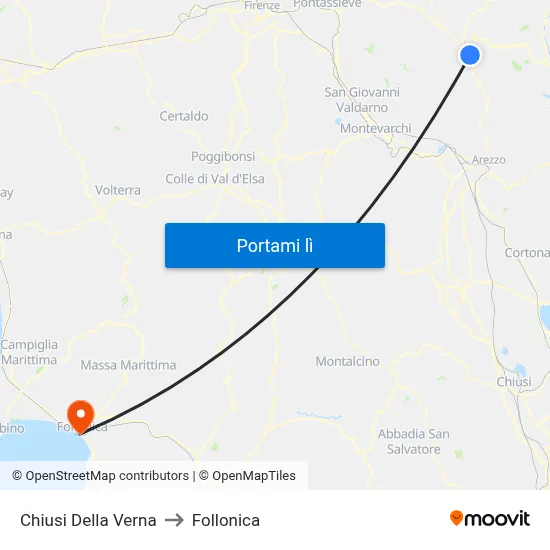 Chiusi Della Verna to Follonica map