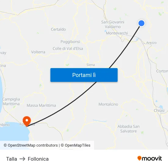 Talla to Follonica map