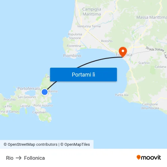 Rio to Follonica map