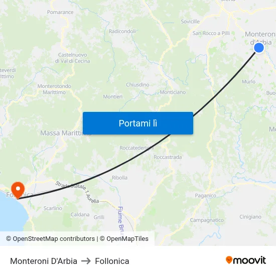 Monteroni D'Arbia to Follonica map