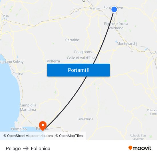 Pelago to Follonica map