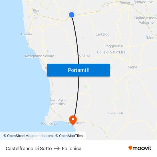 Castelfranco Di Sotto to Follonica map