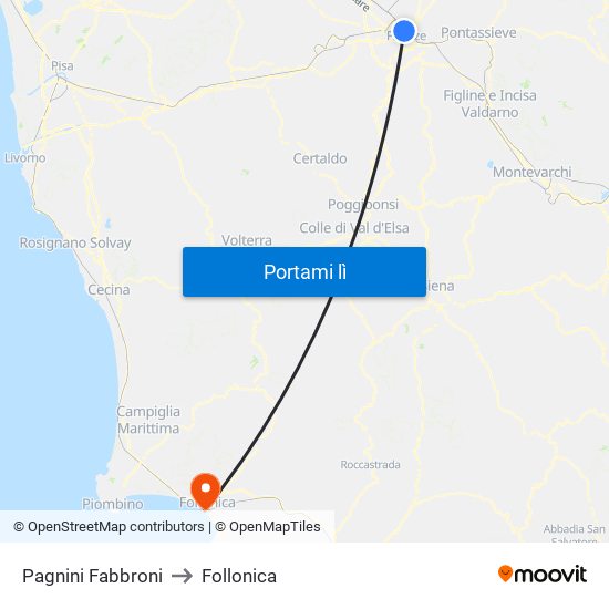Pagnini Fabbroni to Follonica map