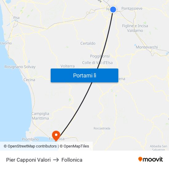Pier Capponi Valori to Follonica map