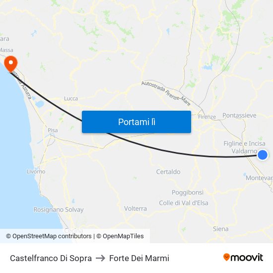 Castelfranco Di Sopra to Forte Dei Marmi map