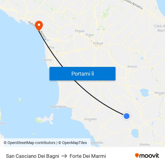 San Casciano Dei Bagni to Forte Dei Marmi map