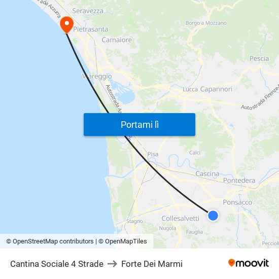 Cantina Sociale 4 Strade to Forte Dei Marmi map