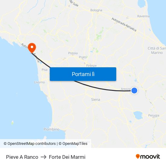 Pieve A Ranco to Forte Dei Marmi map