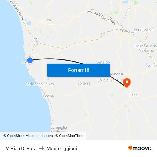 V. Pian Di Rota to Monteriggioni map