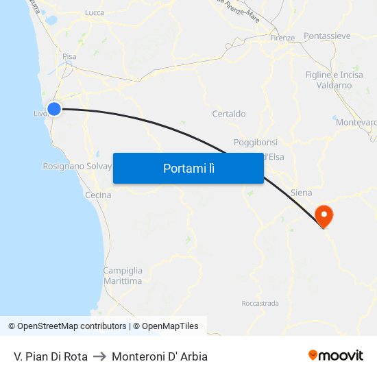V. Pian Di Rota to Monteroni D' Arbia map