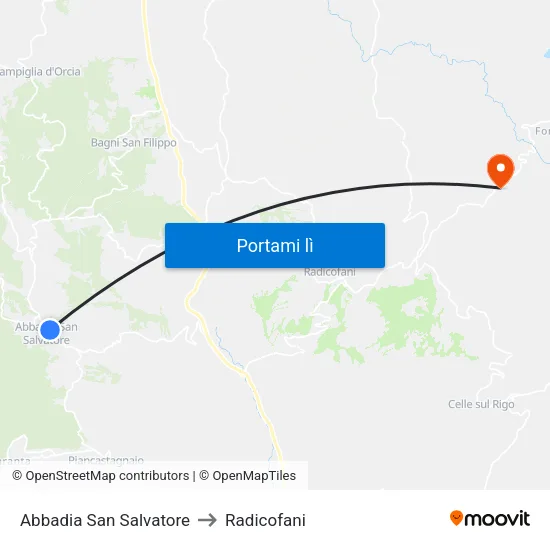 Abbadia San Salvatore to Radicofani map
