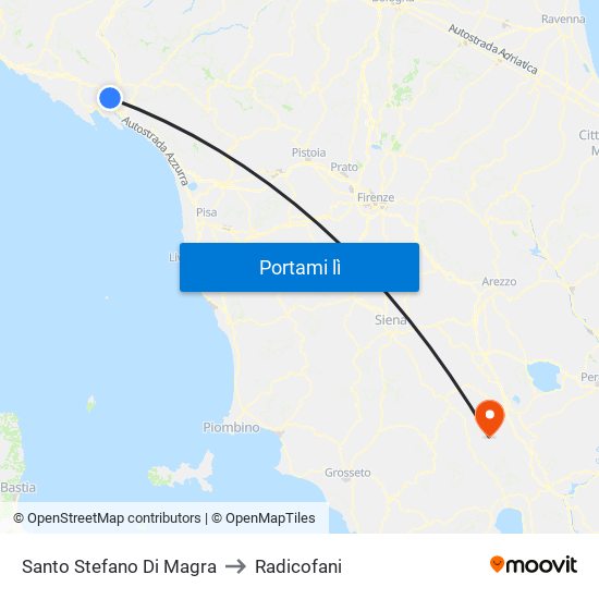 Santo Stefano Di Magra to Radicofani map