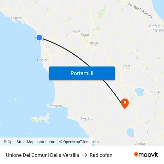 Unione Dei Comuni Della Versilia to Radicofani map
