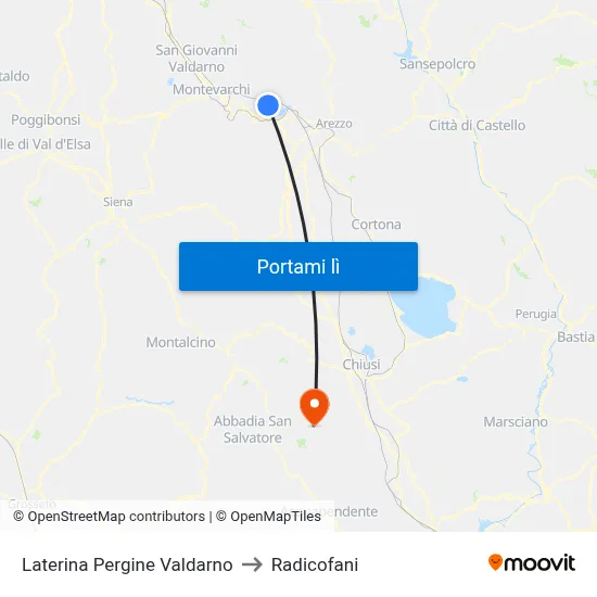 Laterina Pergine Valdarno to Radicofani map
