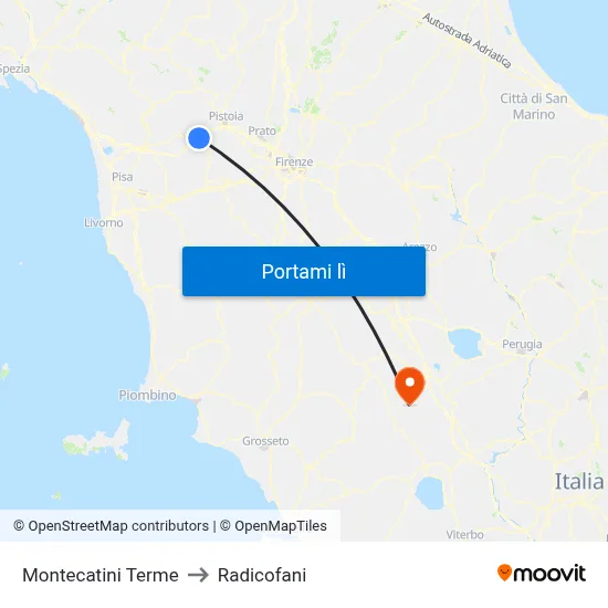 Montecatini Terme to Radicofani map