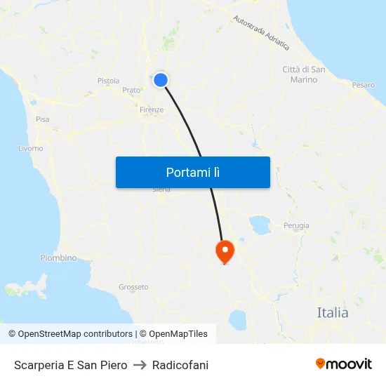 Scarperia E San Piero to Radicofani map
